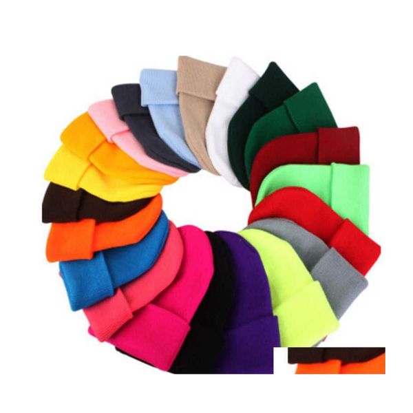 Beanie/Skull Caps 23 colori Classic Uomo Donna Donna Slouch Beanie lavorato a maglia Oversize Skl Hat Lovers Kintted Cap Solid Drop Delivery Dh12E