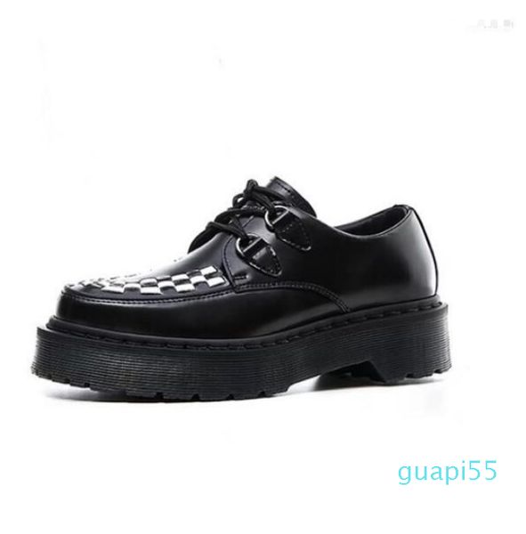 2023 Sapatos vestidos meninas preto retalhos brancos grade quadriculada grossa sloafers mulheres redondo de dedão altura para cima altura aumentando de 6 cm de salto