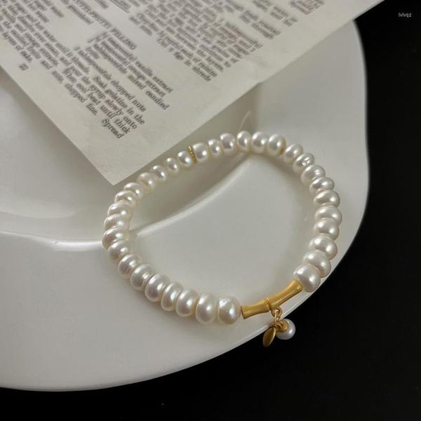 Braccialetti di collegamento Braccialetto cinese di perle d'acqua dolce Antico da ragazzina tutto abbinato