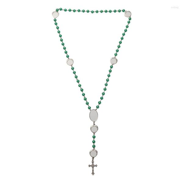 Catene Cattoliche Per Croce Collana Lady Girl Trasferimento Di Calore Rosario Di Preghiera In Metallo Vuoto 40GB