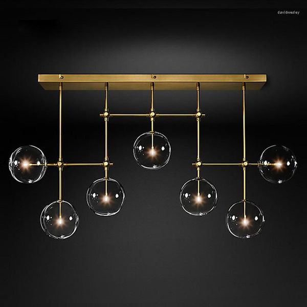 Lustres de lustres de ouro ou preto led moderno nórdico G4 Clear Glass Ball Candelier Lighting Room Restaurante Restaurante Lâmpada de suspensão