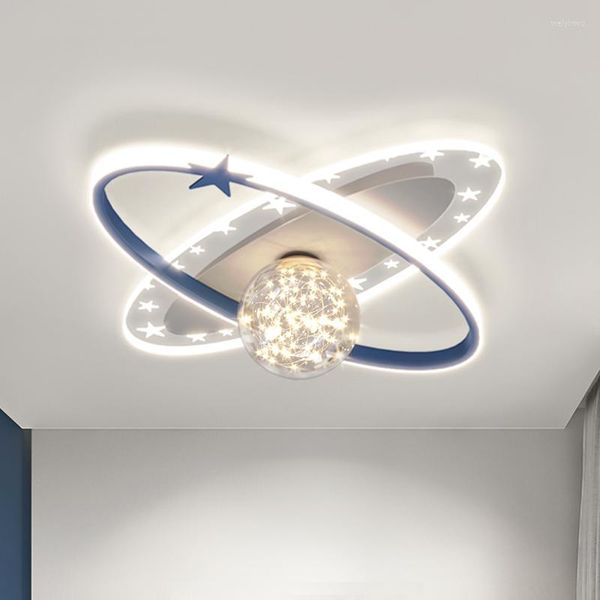 Luzes de teto Lâmpadas LED azuis modernas para sala de estar Bedrote de controle remoto lustres estudam bola acrílica