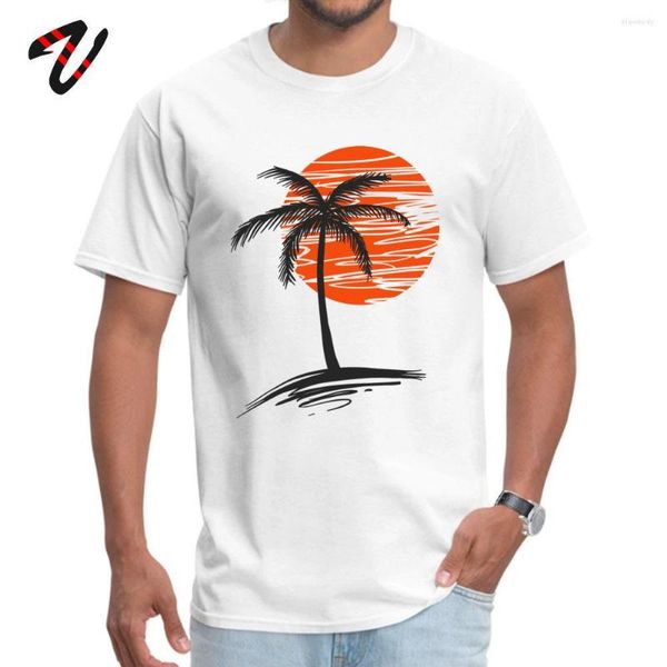 T-shirt da uomo Holiday Resort T-shirt per uomo uomo Cotton Tee Striped Line Art Top Sunset Palm Tree Beach Scenery Tshirt Casual Summer