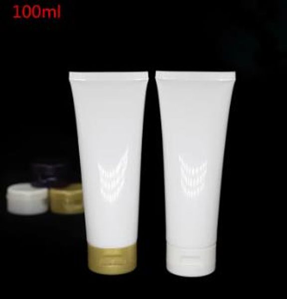 50pcs 100ml de plástico branco Tubo macio embalagem cosmética de 100 ml de lotion bamas de plástico para a pele Creme Squeeze Recipientes Classic Tube Classic