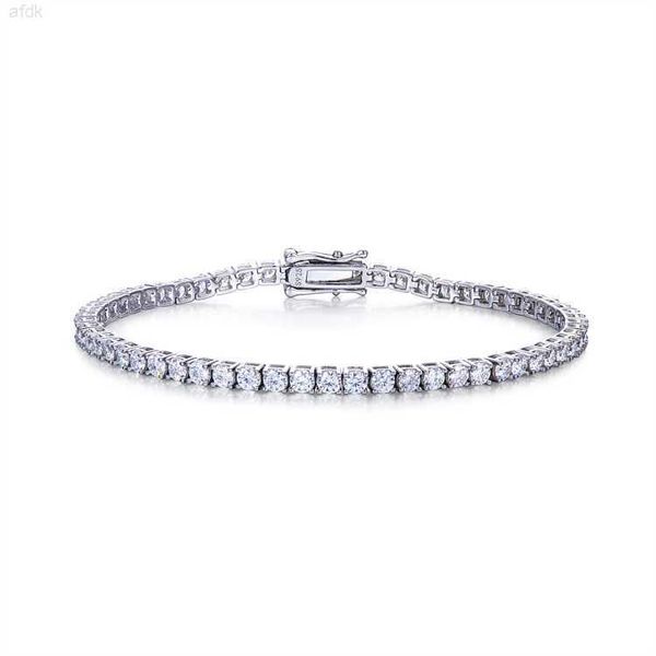 S925 Серебряная теннисная цепная браслеты ювелирные изделия, женщины, мужчины, 2 мм, 3 мм 4 мм, ледяной, хрустальный мойссанит алмазный теннисный браслет