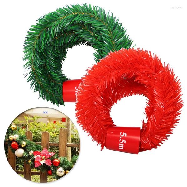 Flores decorativas 5.5m Pine agulha de pinheiro artificial guirlanda de natal grinaldas decoração de parede de parede