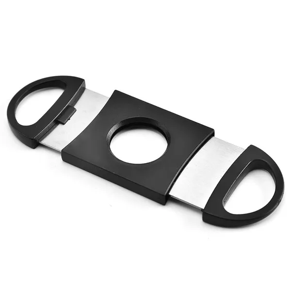 Tagliasigari tascabile nero portatile con doppia lama in acciaio inossidabile