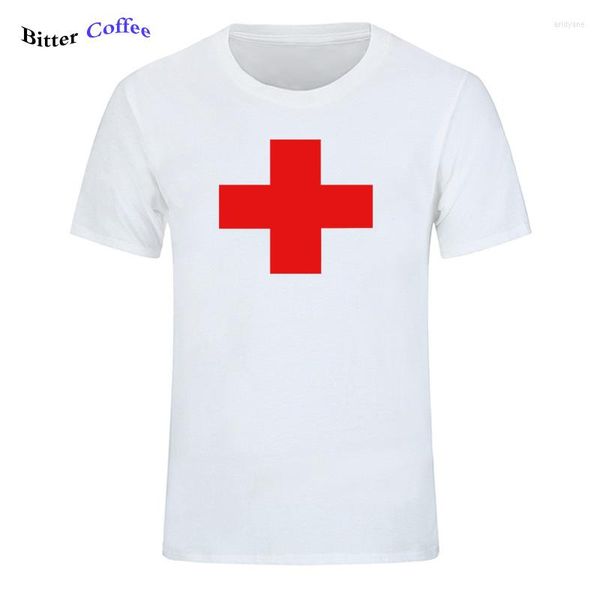 Männer T Shirts BITTER KAFFEE Top Qualität Mode ROTES KREUZ Gedruckt Hemd Männer Marke T-shirt Baumwolle T Plus Größe