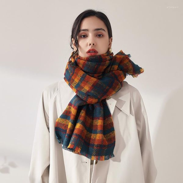 Шарфы Классический черно -белый шарф для женщин мода Осень Зимняя латтина