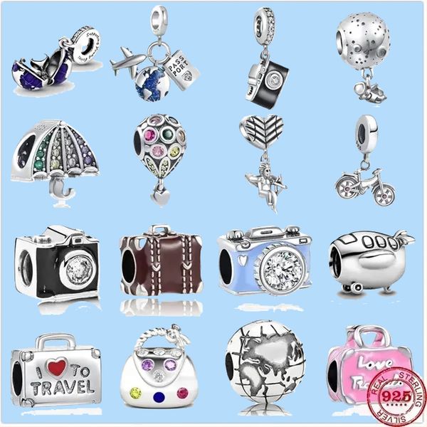 925 Аксессуары из шарма бусинки подходят для ювелирных украшений Pandora Charms Women Beads Высококачественные ювелирные подарки Оптовая сумка для самолета камера велосипедная бутылка с водой