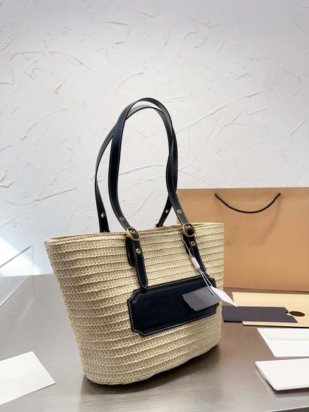 23SS Women Women Summer Beach Bags Designer Sacos de sacos de palha de grande capacidade Bolsa Bolsa Bolsa Casual Raffia Bolsa de compras