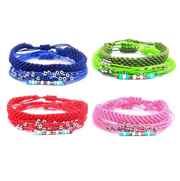 Bracelets de charme multicolorido cordas enceradas miçangas de vidro lisado pulseira de pilha de pilha masculino homem 2023 moda cowrie marice cactus jóias de surf