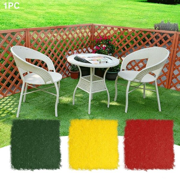 Fiori decorativi Ghirlande 3pcs Balcone Erba artificiale Finta casa Antiscivolo Fai da te Riutilizzabile Prato all'aperto Cortile Tappetino quadrato Decorazioni da giardino per interni