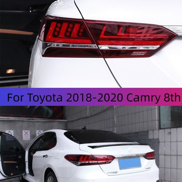 Montagem da traseira LED de carro para 18-20 Toyota Camry 8º sinal de giro traseiro LED modificado, lâmpada de freio de luz