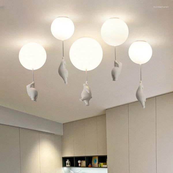 Candeliers lideraram as lâmpadas modernas de teto de urso voador moderno para crianças do quarto do quarto infantil luminárias de decoração para casa