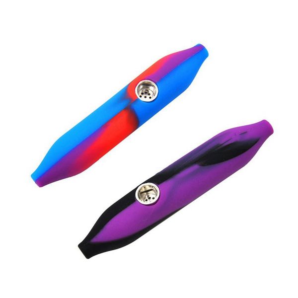 Último mini tubula de silicone caneta estilo portátil tubo de metal filtro de metal tigela porosa erva seca tabaco cigarro titular hookah waterpipe bong fumando