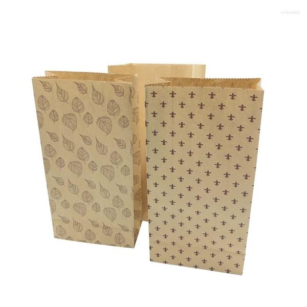 Embrulho de presente 6pcs estampado kraft paper saco