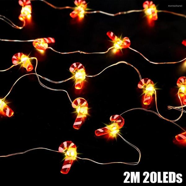 Strings 2m 20leds Xmas String Işık Şeker Bell Noel Ağacı Çelenk Peri Işıkları Pil Güçlü Parti Süslemeleri Aydınlatma