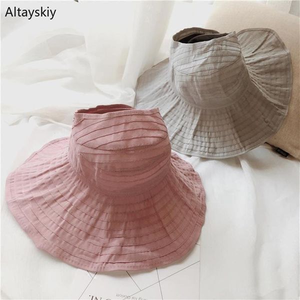 Sun Hats Women Women Solid Solid Ajusta Dobrando Plateado estilo coreano SunShade Brim Brim Hat Hat All-Match Elegante Leisure Trendy Chic313g