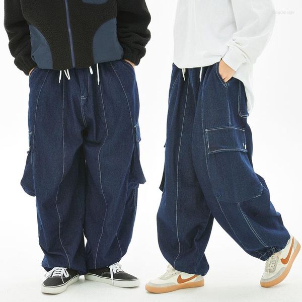 Jeans masculinos Japão masculino Moda de streetwear solto casual pernas largas harém calças de jeans homens mulheres cargo vintage calça de tamanho grande