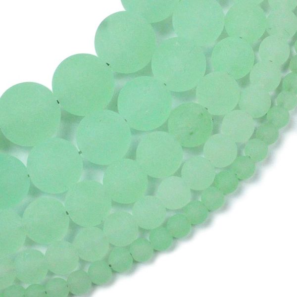 Perles Autres pierres de jades naturelles Calcédoine vert clair mat rondes en vrac pour la fabrication de bijoux Bracelet à bricoler soi-même Collier 4-12 mmAutre