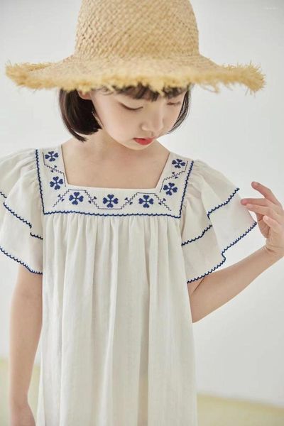 Mädchen Kleider Vorverkauf Sommer Weiße Stickerei Elegante Baumwolle Mädchen Kleid Für Party Hochzeit Tragen 3 4 6 8 10 12 14 jahre