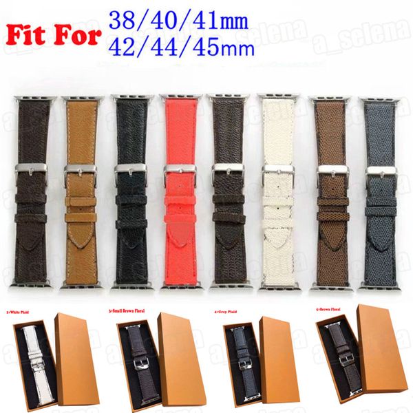 Bandas de relógio de grife de grife relógio Banda de cinta 38mm 40mm 41mm 42mm 44mm 45mm 49mm tiras para iwatch 2 3 4 5 6 7 faixas tiras de couro listras de bracelete listras