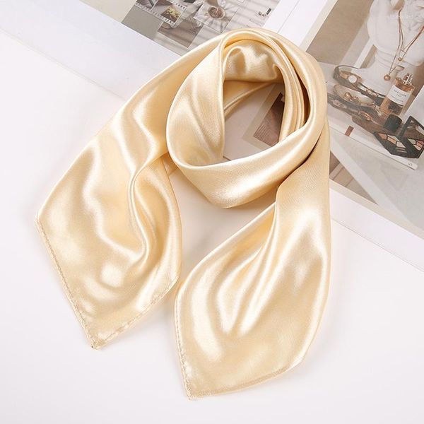 Schals Kleiner Hijab-Schal für Frauen, Seidensatin, Taschentuch, einfarbig, Bandana-Haar, weiblich, 60/60 cm, quadratisches Stirnband, Halstücher