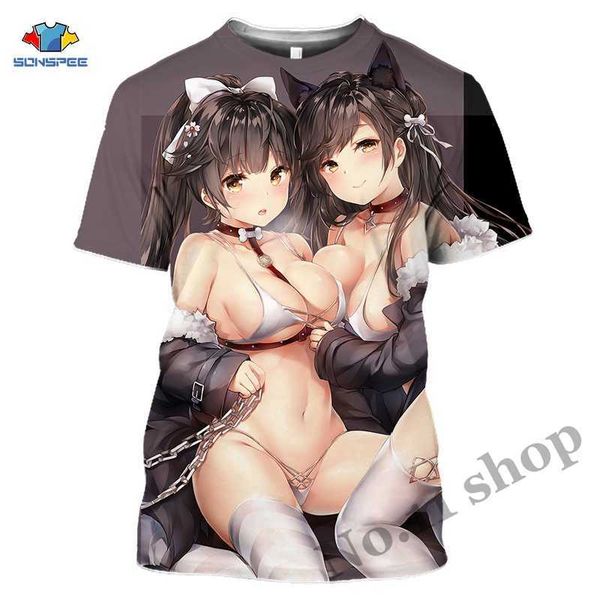 T-shirt da uomo Anime 3D Stampa T-shirt divertenti Uomo Donna Azur Lane T-shirt moda Gioco Bambini sexy Harajuku Top Camicie divertenti T-shirt Homme L230515