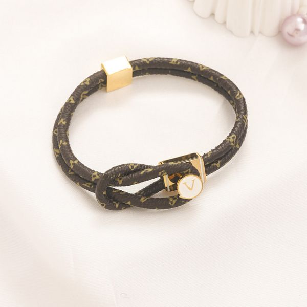 Designer Geschenke Gold Armreif Für Männer Markenlogo Lederschmuck Armband Marke Liebe Designer Schmuck Frühling Familie Paar Geschenke Schmuck Großhandel