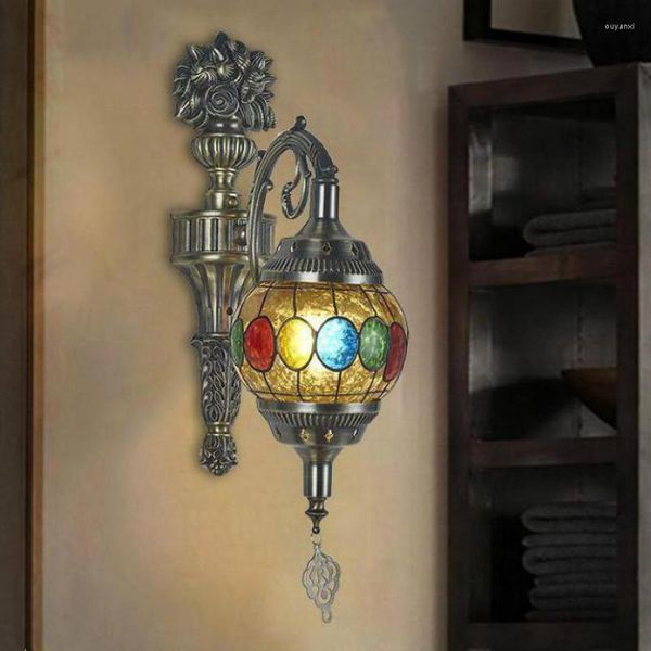 Стеновые лампы Эмалевые декоративные светодиодные лампы Богемный стиль спальня ретро одиночные головки