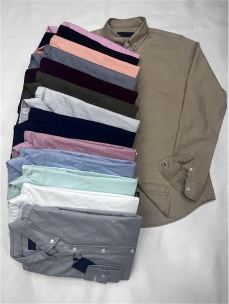 2023SS Camicia polo casual da uomo a maniche lunghe Primavera e autunno Camicia da lavoro in cotone filato Oxford senza stiratura Camicia formale aderente Cavallo colorato