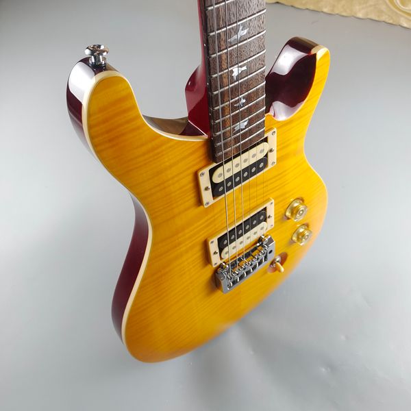 Custom Santana ll Santana Yellow Quilt Maple Top Гитара Reed Smith 22 лада Электрогитары китайского производства