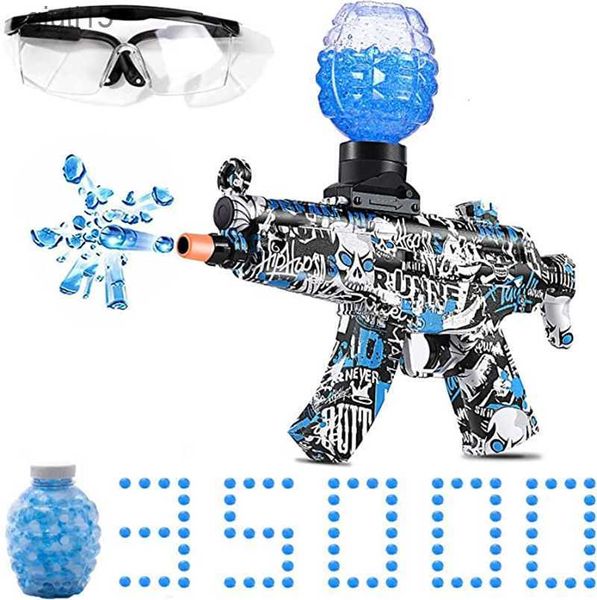 Gun Toys Electric Gel Ball Blaster Toy Gun Mp5 Gelball Guns с 35000 бусин для водяного мяча и очки на открытом воздухе игра в игру Toys T230515