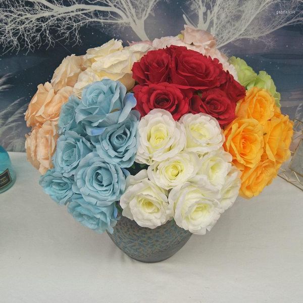 Flores decorativas 1bunch Artificial Peony Roses Arranjo de casamento Props Bride Holding Rose Branca Flor