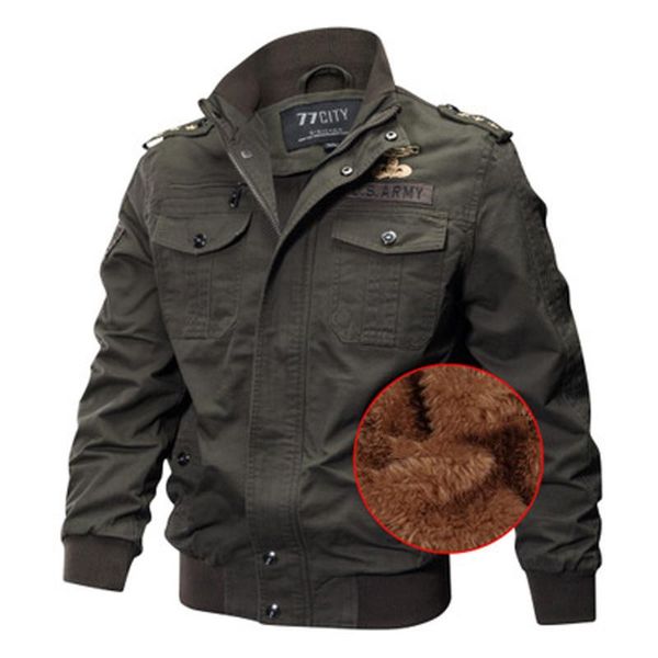 Jackets masculinos Jaqueta de bombardeiro militar de inverno Homens de lã grossa Windbreaker masculino Piloto do Exército e Coats Casual Casual Chaqueta Hombre