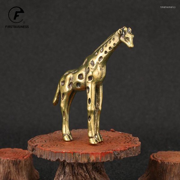 Figurine decorative Giraffa in ottone massiccio Statua piccola Ornamento da tavolo Miniature di animali vintage Decorazioni Artigianato Decorazioni per la casa Accessori