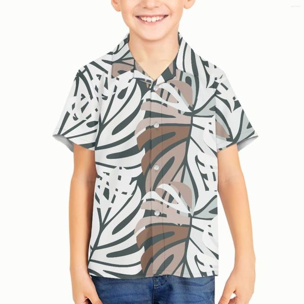 Herren-Freizeithemden, tropisches Bananenblatt-Muster, für Kinder, Kinder, Jungen, Sommer, Hawaii-Hemd, 3D-Strand, übergroß, lustige Kleidung, modisch, kurz