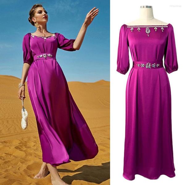 Этническая одежда Женская вечеринка вечернее платье из такого роста Dubai Holiday Long Dress Элегантная исламская одежда на Ближнем Востоке