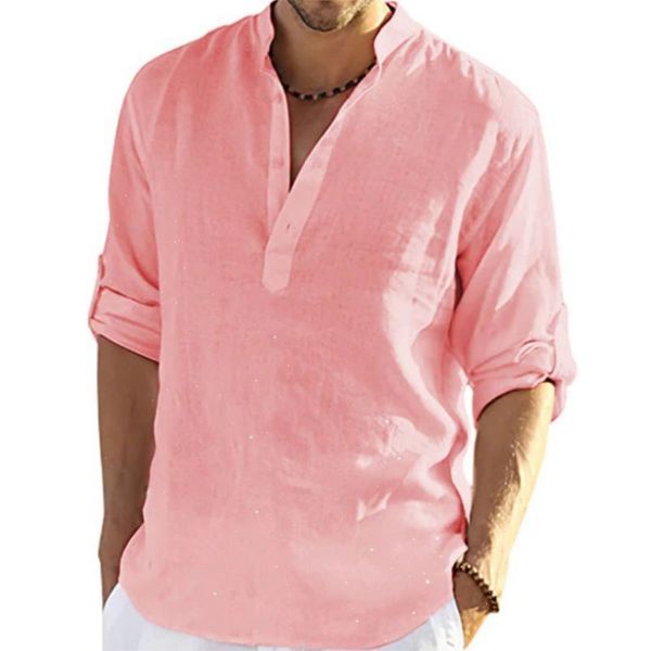 Camisas de linho homens mass vestido de vestido designer roupas masculino masculino de linho de algodão de algodão longa camiseta elegante camisa elegante para homens top