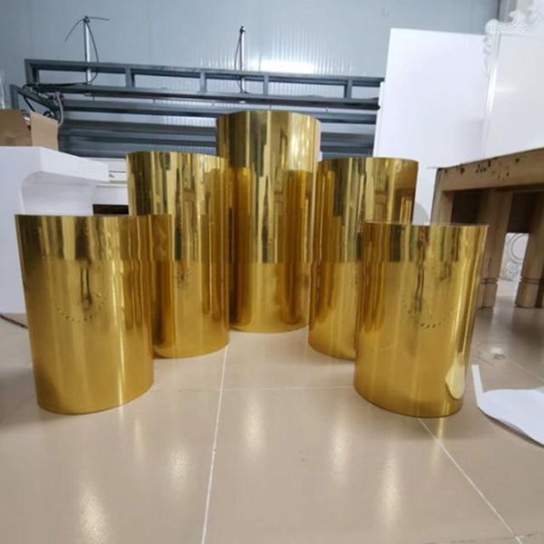 Decoração de festa Amazing Color Wedding Gold espelho mental Stand Bolo de sobremesa Pedestals Cilindro Yudao196