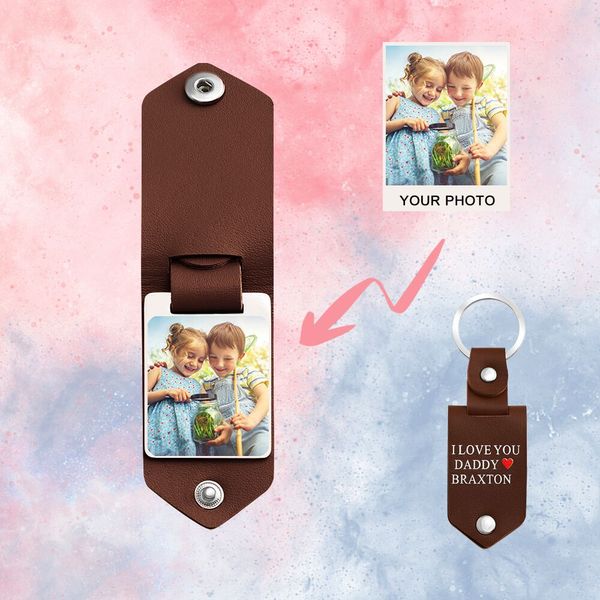 MYLONGINGCHARM Foto personalizzata Portachiavi personalizzato Gioielli souvenir regalo Portachiavi per auto Portachiavi in pelle per mamma Papà Uomo Donna