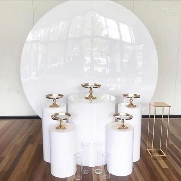 Decoração de festa não grande círculo) 5pcs/conjunto) Pedestal de casamento Gold Baby Churche Cenário Colunas Mentais Brancas para Bolos Stands Yudao343