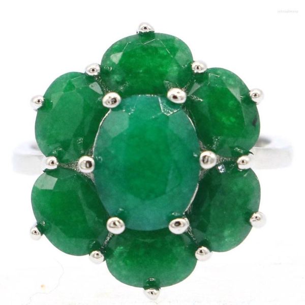 Кластерные кольца 20x17 мм Shecrown Real Green Emerald Red Ruby 925 Серебряное кольцо для женщин для женщин