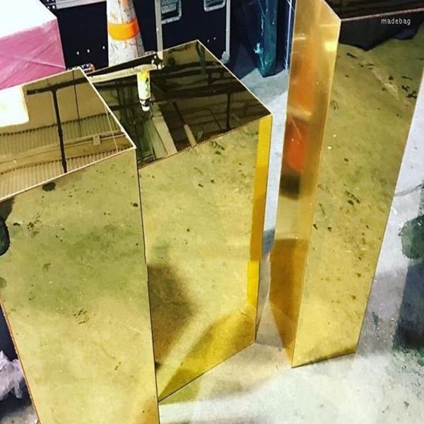 Decorazione del partito 3 pz/set) Oro Specchio Mentale Acrilico Rettangolo Plinto Fiori Arco di Nozze Pilastri Passerella Stand Yudao567