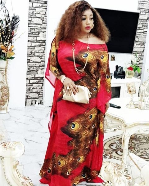 Ethnische Kleidung Afrikanisches Design Muslim Abaya Print Dashiki Kleid Super Size Fledermausärmel Fee Maxi Robe Kleider Broder Riche Sexy Lady Party