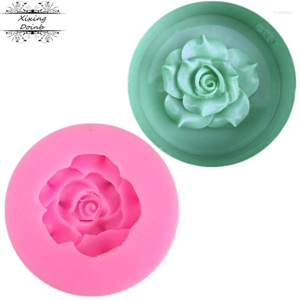 Stampi da forno Xixing 3D Belle rose Strumenti per decorare torte al cioccolato Fondente fai da te Stampo in silicone Decorazione di nozze Fiori Sapone