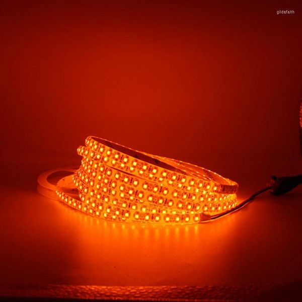 Полоски 1P65 IP67 Светодиодная полоска светодиодного света True Orange No Amber Yellow Waterpronation 3528 SMD 60LEDS/M 120LEDS/M Рождественская струнная лента DC 12V