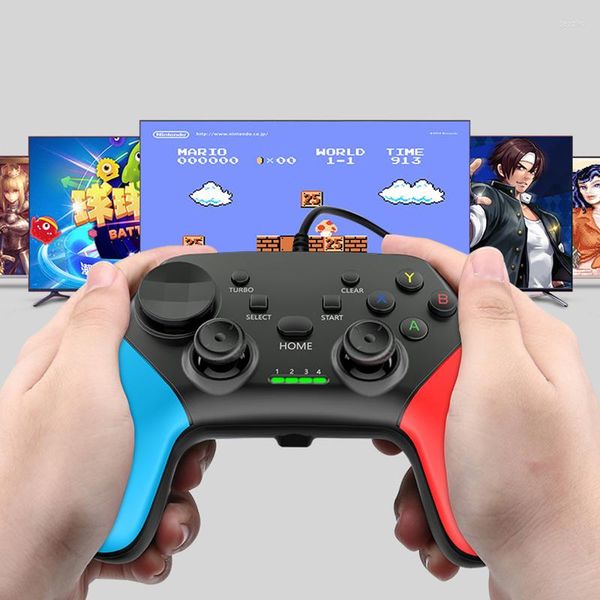 Controller di gioco Controller cablato USB per PC Windows Linux Desktop Laptop Gamepad Joystick nero 7/8/10