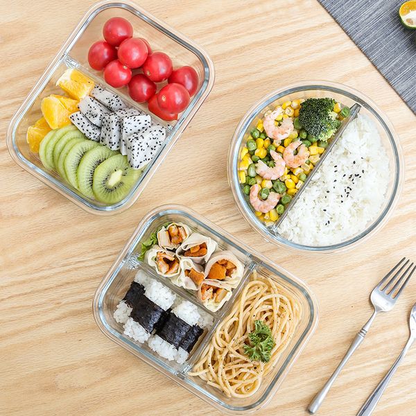 Bento Boxes Glass Lunch Lunch Box для Office Kids Student Eda Prep Containers Microwave Bento Box с компартментом Food Eco Leakproper Storage 230515